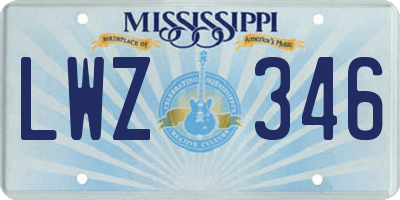 MS license plate LWZ346