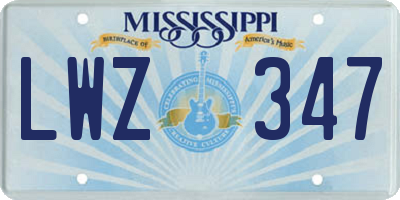 MS license plate LWZ347
