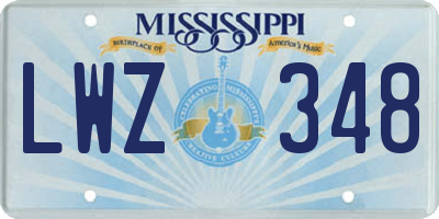 MS license plate LWZ348