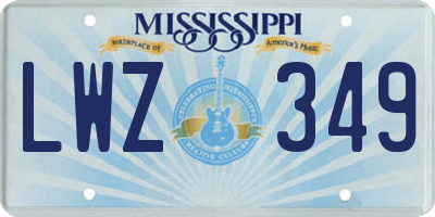 MS license plate LWZ349