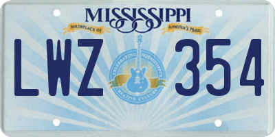 MS license plate LWZ354