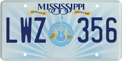 MS license plate LWZ356