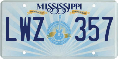 MS license plate LWZ357
