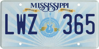 MS license plate LWZ365