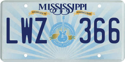 MS license plate LWZ366
