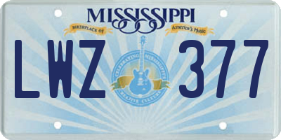 MS license plate LWZ377