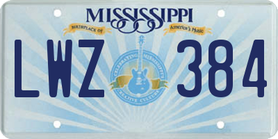 MS license plate LWZ384