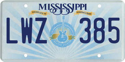MS license plate LWZ385