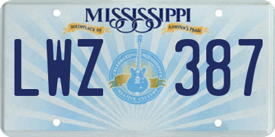 MS license plate LWZ387