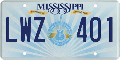 MS license plate LWZ401