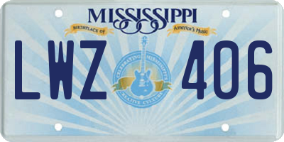 MS license plate LWZ406