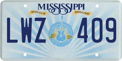 MS license plate LWZ409