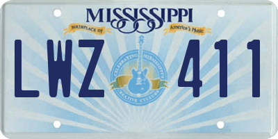 MS license plate LWZ411