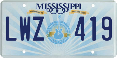 MS license plate LWZ419
