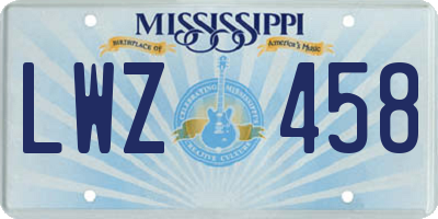 MS license plate LWZ458