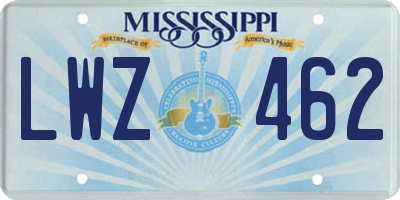 MS license plate LWZ462