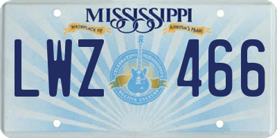 MS license plate LWZ466