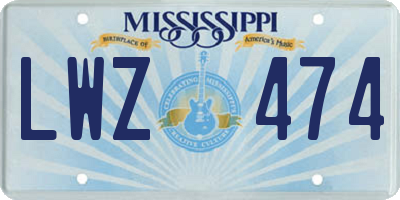 MS license plate LWZ474