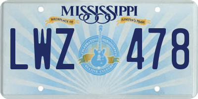 MS license plate LWZ478