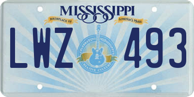 MS license plate LWZ493