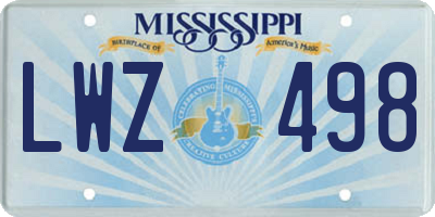MS license plate LWZ498