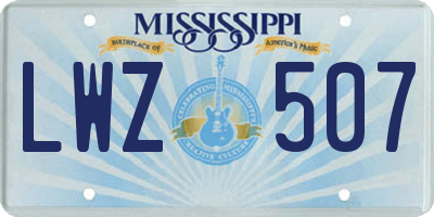 MS license plate LWZ507