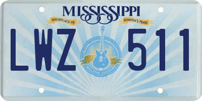 MS license plate LWZ511