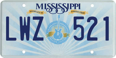 MS license plate LWZ521
