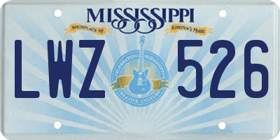 MS license plate LWZ526
