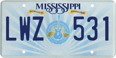MS license plate LWZ531