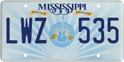 MS license plate LWZ535