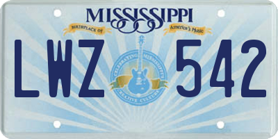 MS license plate LWZ542