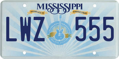 MS license plate LWZ555