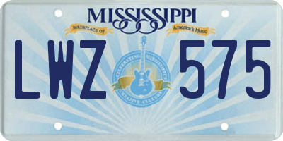 MS license plate LWZ575
