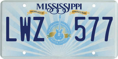 MS license plate LWZ577