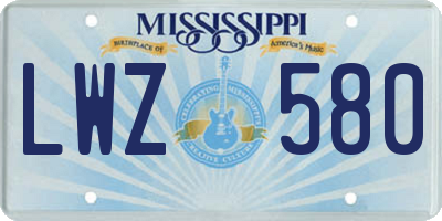 MS license plate LWZ580