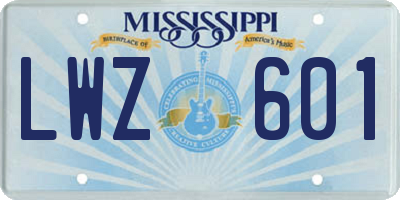 MS license plate LWZ601
