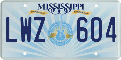 MS license plate LWZ604