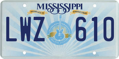 MS license plate LWZ610