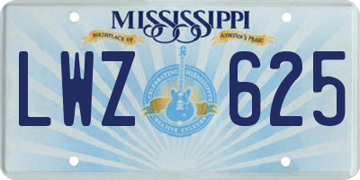 MS license plate LWZ625