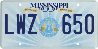 MS license plate LWZ650