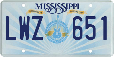 MS license plate LWZ651