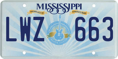 MS license plate LWZ663
