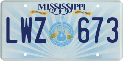 MS license plate LWZ673