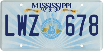 MS license plate LWZ678