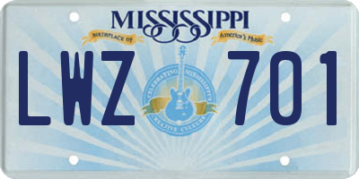 MS license plate LWZ701