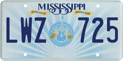 MS license plate LWZ725