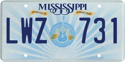 MS license plate LWZ731