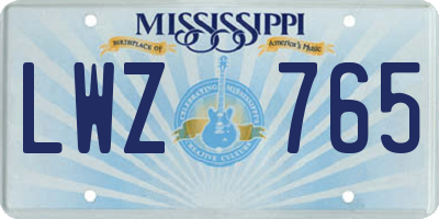 MS license plate LWZ765