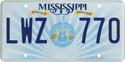 MS license plate LWZ770